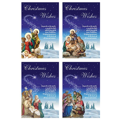 Catholic Christmas Cards, 18 Christmas Cards 4 Designs, Christmas Wishes Traditional Snowy Nativity Scenes