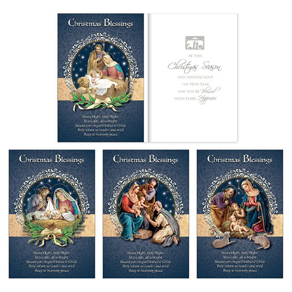 Catholic Christmas Cards, 18 Christmas Cards 4 Designs, Christmas Blessings Traditional Nativity Images