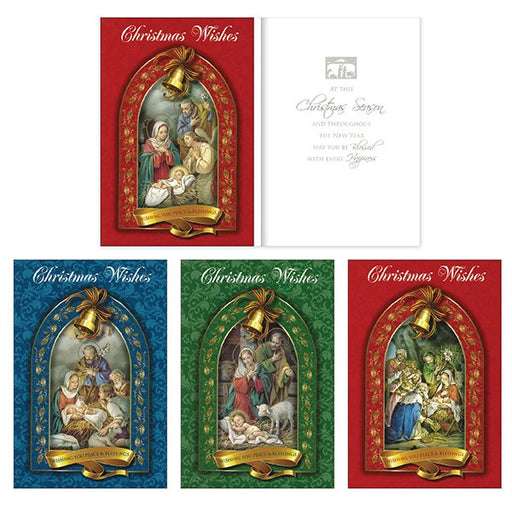 Catholic Christmas Cards, 18 Christmas Cards 4 Designs, Christmas Wishes Wishing You Peace & Blessings