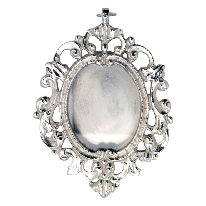 Reliquary Silver Plated Brass, Wall Hanging Baroque Design 11cm / 4.25 Inches High