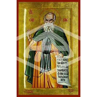Sabbas The Sanctified, Mounted Icon Print Size: 20cm x 26cm