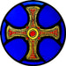 Cathedral Stained Glass, St Cuthbert's Cross, Durham Cathedral, Stained Glass Window Transfer 13.5cm Diameter