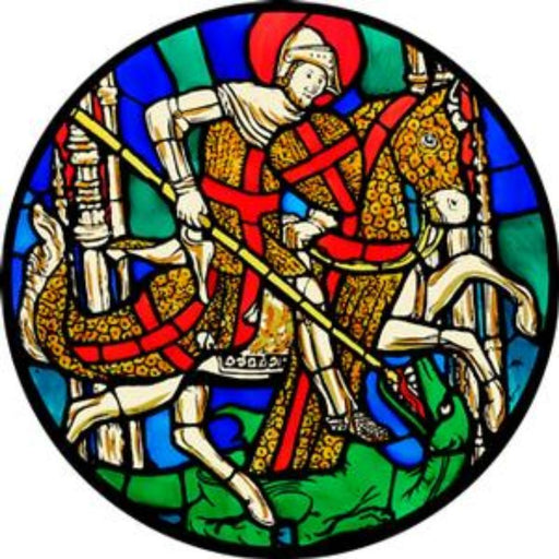 Cathedral Stained Glass, St George and the Dragon, Westminster Abbey, Stained Glass Window Transfer 13.5cm Diameter