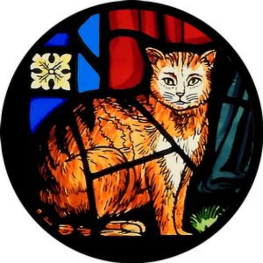 Cathedral Stained Glass, St Julian's Cat, Norwich Cathedral, Stained Glass Window Transfer 13.5cm Diameter