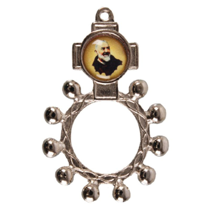 St. Padre Pio, Enamelled Metal Rosary Ring