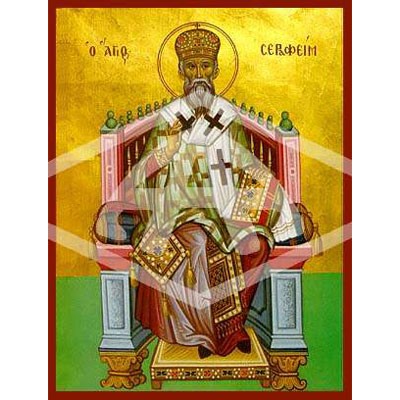 Seraphim Bishop of Phanarion, Mounted Icon Print Size: 10cm x 14cm