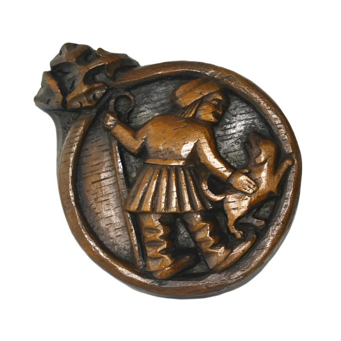 Shepherd and His Dog Beverley Minster, Replica Church Woodcarving 13cm / 5 Inches Diameter