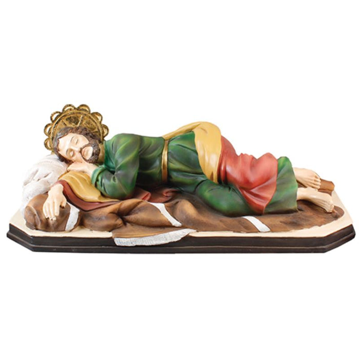 Catholic Statues. Sleeping St Joseph Statue, 60cm - 24 Inches In length Resin Glass Fibre Waterproof & Painted For Outdoor Use