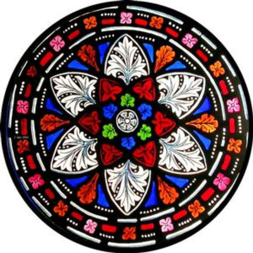 Cathedral Stained Glass, Snowflake Motif Carlisle Cathedral, Stained Glass Window Transfer 13.5cm Diameter
