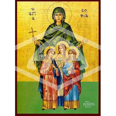 Sophia and her Daughters, Mounted Icon Print Size: 20cm x 26cm