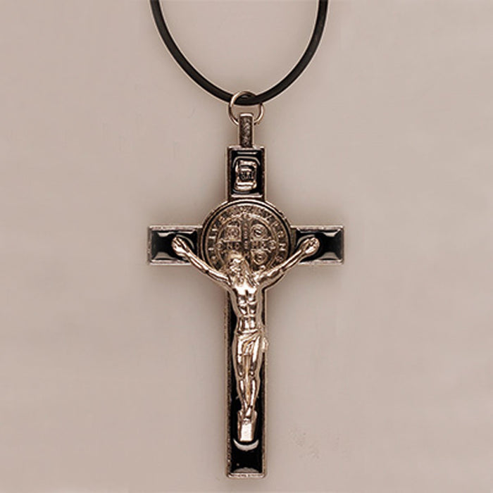 St Benedict Crucifix Black Enamel 3 Inches High