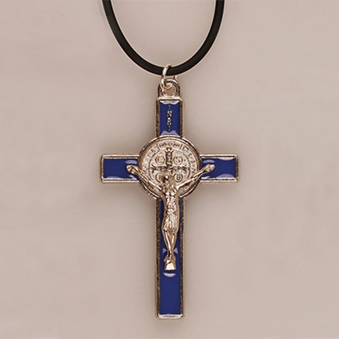 St Benedict Crucifix Blue Enamel 2 Inches High