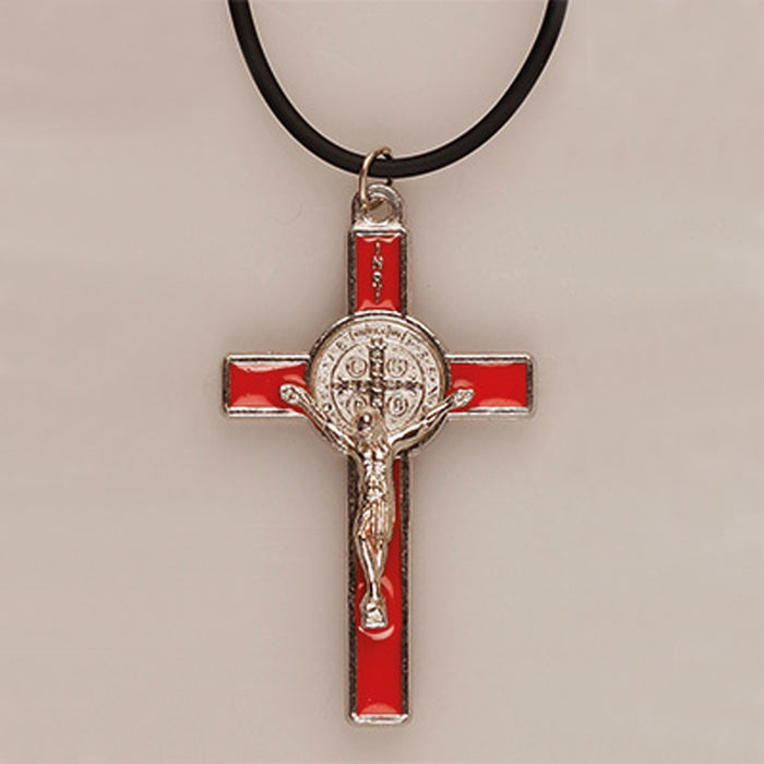 St Benedict Crucifix Red Enamel 2 Inches High