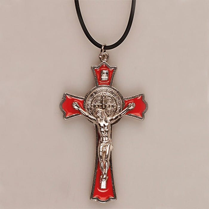 St Benedict Crucifix Red Enamel 3 Inches High