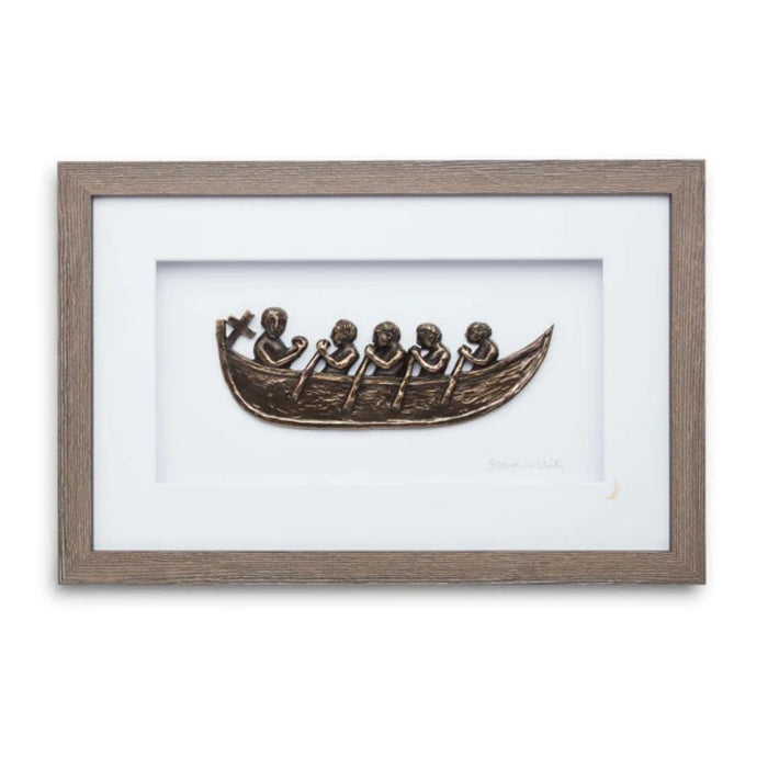 Strength in Unity, St Brendan's Bantry Boat Framed Iron Resin Plaque Set In a Warm Grey Wood Frame 28cm x 43cm