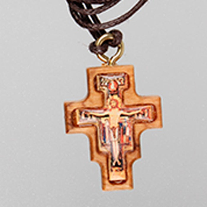 St Francis Olive Wood Cross, 25mm / 1 Inches High