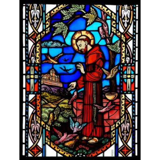 Cathedral Stained Glass, St Francis Of Assisi, St Francis Church New Jersey USA, Stained Glass Window Transfer 17.7cm High