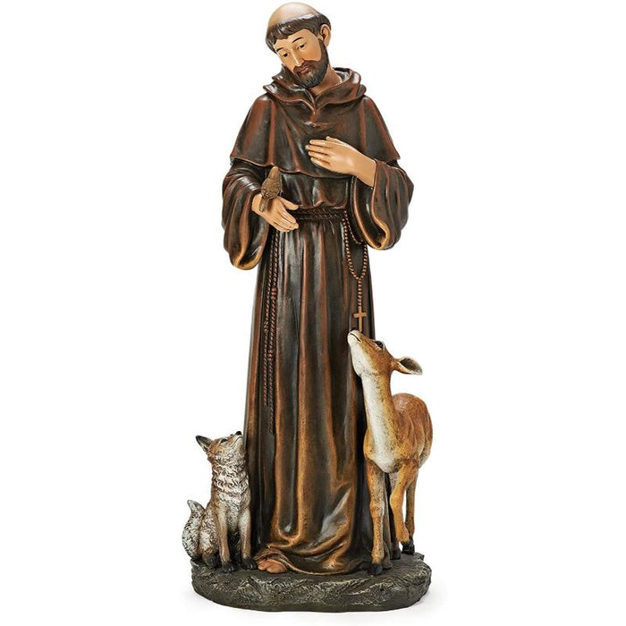 St Francis Of Assisi, Statue 45cm / 18 Inches High Handpainted Resin Cast Figurine