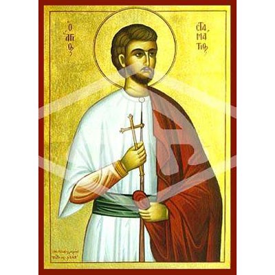 Stamatius The New Martyr, Mounted Icon Print Size: 20cm x 26cm