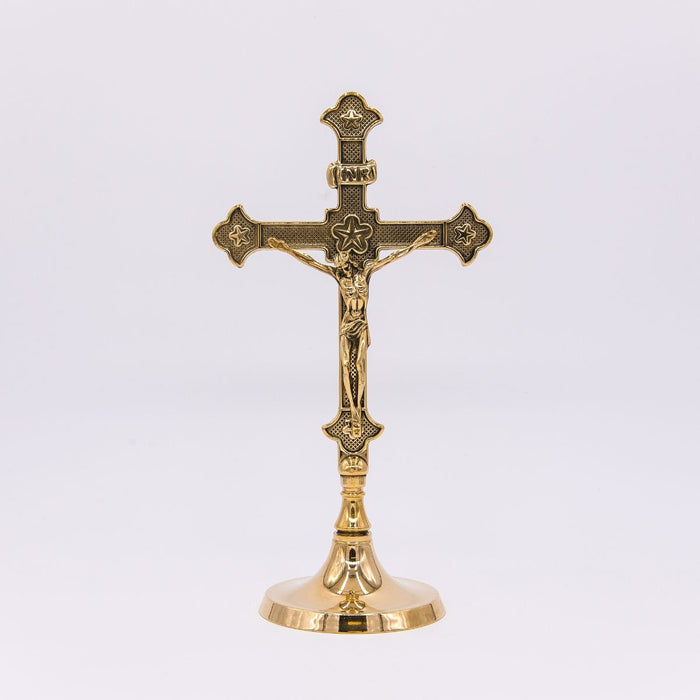 Standing Crucifix, Brass 11.5 Inches High