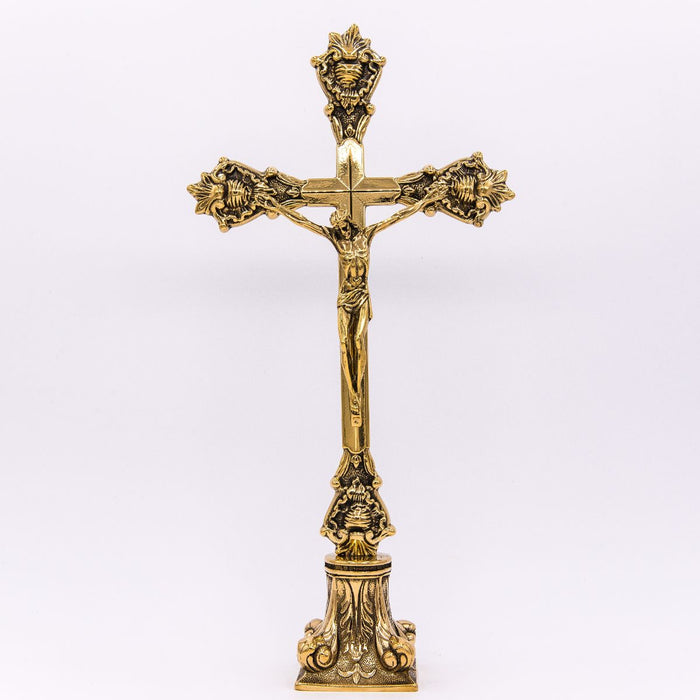 Standing Crucifix 16 Inches High Brass