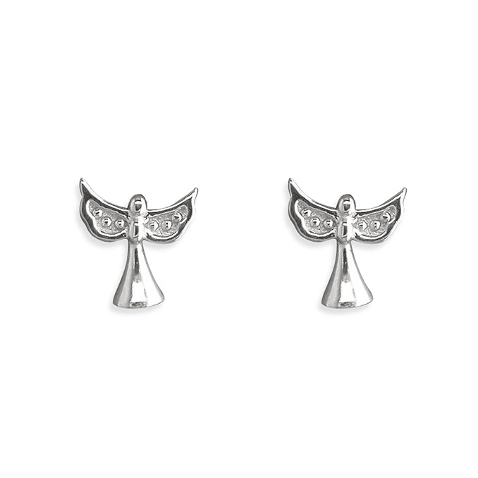 Sterling Silver Angel Design, Small Stud Earrings 6mm High