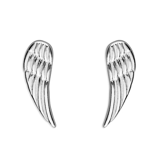 Sterling Silver Angel Wing, Stud Earrings 14mm High