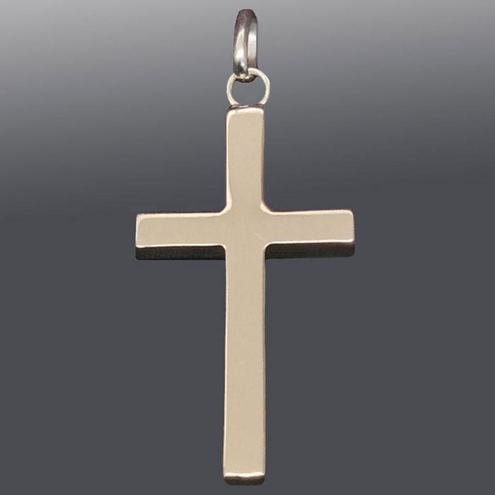 Sterling Silver Cross Pendant 35mm High Thick Cast