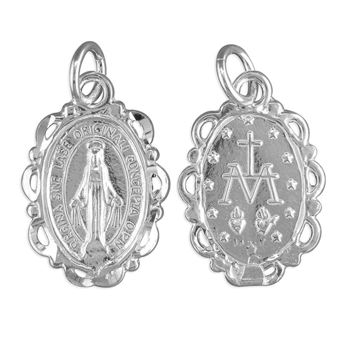 Miraculous Medal 18mm High Sterling Silver Pendant
