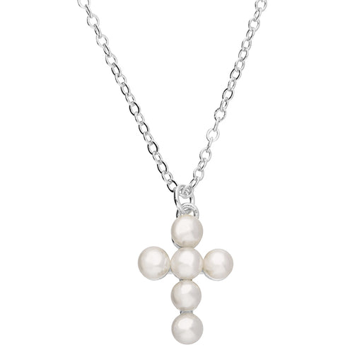 Sterling Silver Shell Pearl Necklace With Chain, 40cm + 5cm Extender In Length
