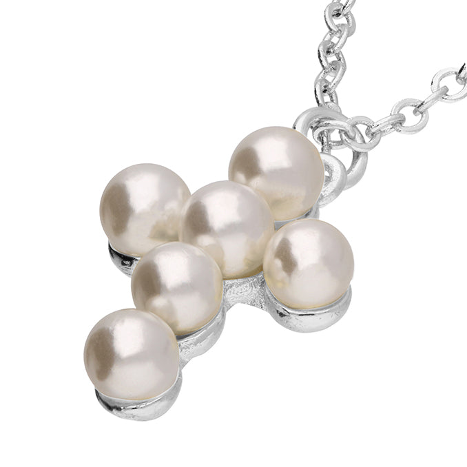 Sterling Silver Shell Pearl Necklace With Chain, 40cm + 5cm Extender In Length