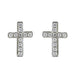 Sterling Silver Small Cross Studs Earrings Set With Cubic Zirconia Stones 8mm In Length