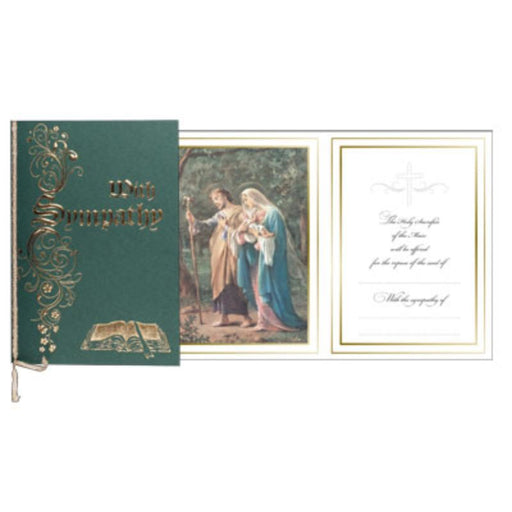 Catholic Mass Cards, With Sympathy Mass Greetings Card, Parchment Insert With A Full Colour Holy Family Image
