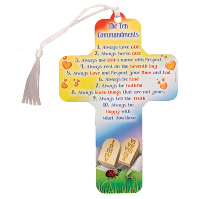 The 10 Commandments, Wooden Cross 12.5cm / 5 Inches High