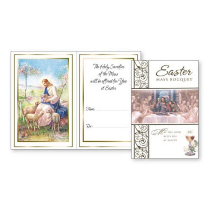 The Good Shepherd, Easter Mass Bouquet Parchment Greetings Card Gold Foil Embossed