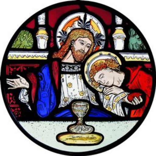 Church Stained Glass, Last Supper Detail, Rosslyn Chapel Scotland, Stained Glass Window Transfer 13.5cm Diameter