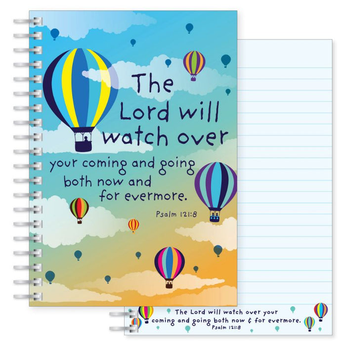The Lord will watch over your coming and going, Notebook 160 Lined Pages With Bible Verse Psalm 121:8 Size A5 21cm / 8.25 Inches High