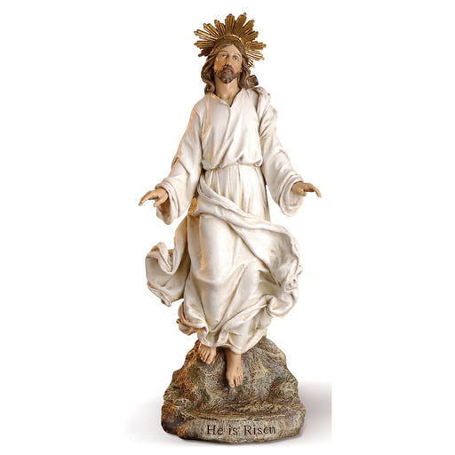 Risen Christ Statue 30cm - 12 Inches High Resin Cast Statue Jesus White Gown Catholic Statue