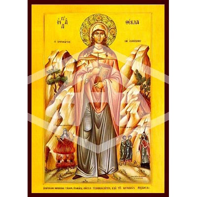 Thecla The Martyr, Mounted Icon Print Size: 14cm x 20cm