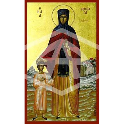 Theodora of Alexandria, Mounted Icon Print Size: 14cm x 20cm