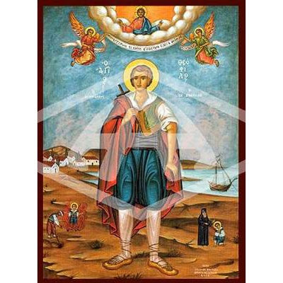 Theophilus of Zante, Mounted Icon Print Size: 14cm x 20cm