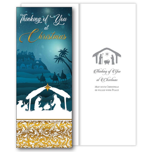 Christian Christmas Cards, Thinking Of You At Christmas, Nativity Design Single Christmas Greetings Card
