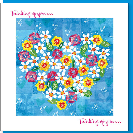 christian Greetings Card, Thinking Of You Greetings Card, Flowers & Heart Design With Bible Verse