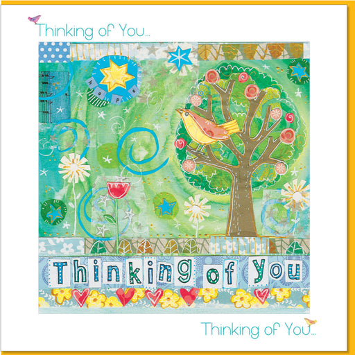 Christian Thinking Of You Greetings Card, Tweeting Bird Design With Bible Verse
