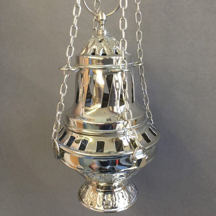 Thurible Nickel Silver Plated Brass, Church Incense Burner 13cm Diameter Standard Size