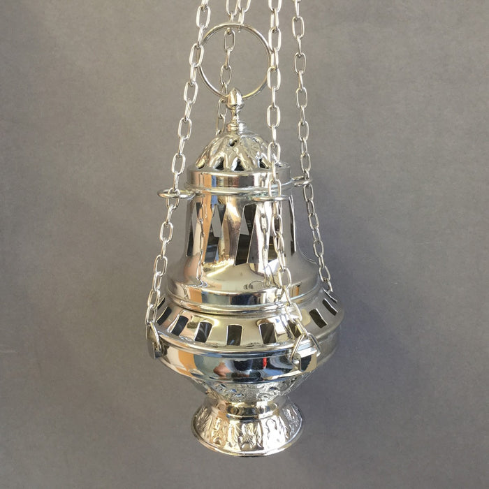 Thurible Nickel Silver Plated Brass, Church Incense Burner 17cm Diameter Large Size