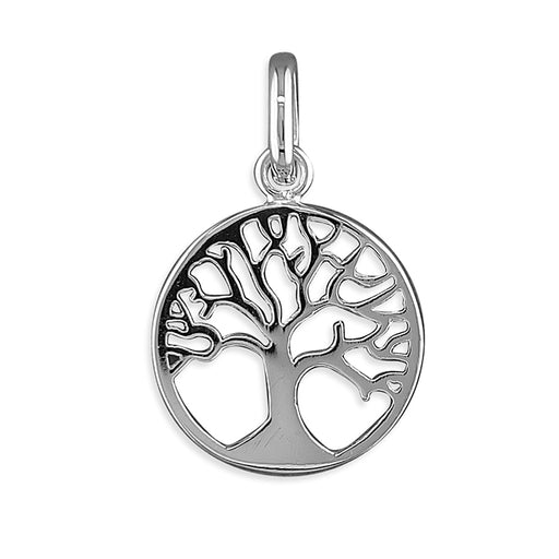 Tree of Life Circle, Sterling Silver Pendant 14mm Diameter