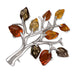 Tree of Life Sterling Silver Brooch, Set With Mixed Amber Stones 35mm High