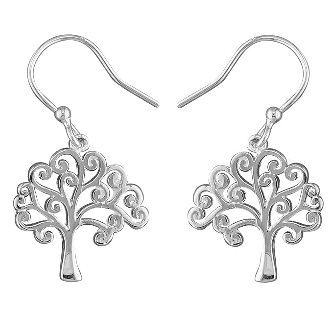 Tree of Life Sterling Silver Drop Earrings, 17mm Wide