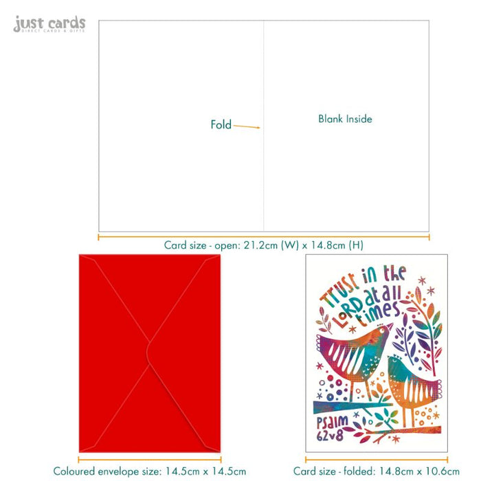 Trust In The Lord At All Times, Greetings Card With Bible Verse Psalm 62:8